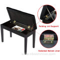 Black Rubber Wood Duet PU Leather Piano Stool